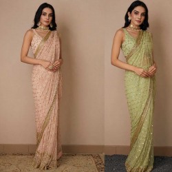 Butterfly mono net designer saree